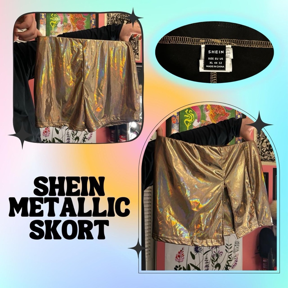 shein metallic skort